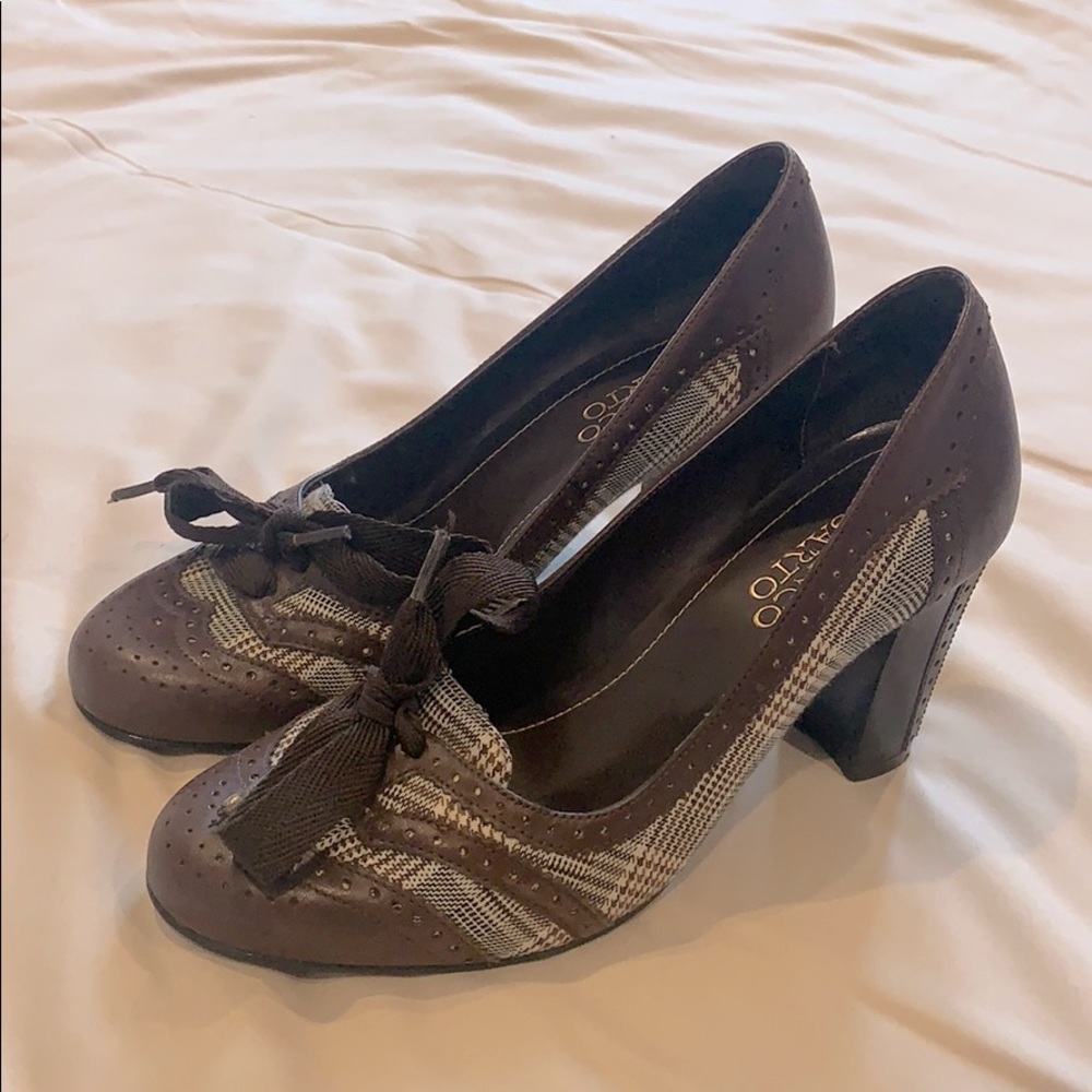 Franco Sarto Brown Plaid Heels